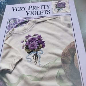 Very Pretty Violets Cross Stitch Pattern for a Sweater Needlework Flowers Floral
